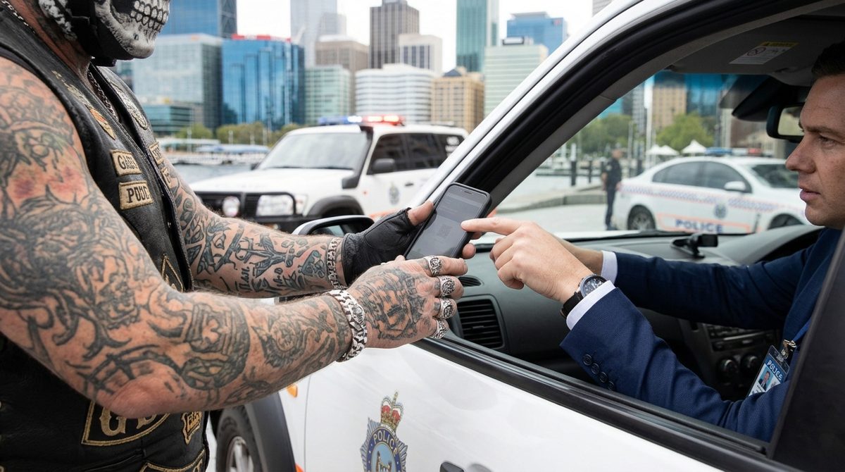 A phone being handed through a car window for licence checking